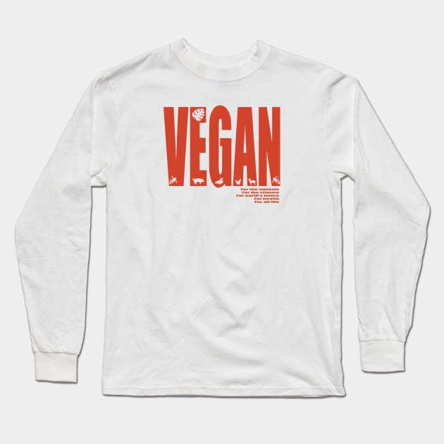 Vegan Statement in Orange Long Sleeve T-Shirt by KateVanFloof